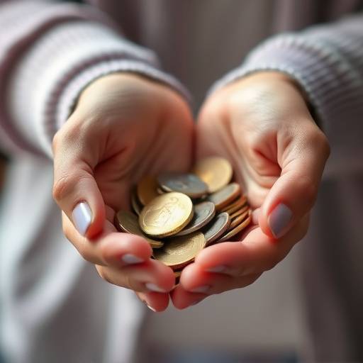 Hands gently holding a stack of shiny coins, symbolizing savings and careful financial planning